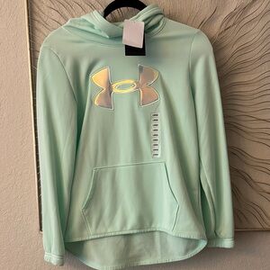 Under Armour Light Green Hoodie with Logo - youth Large